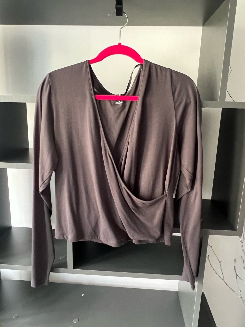 Joe Fresh Silky Wrap-Front Lounge Set in Charcoal - Picture 2 of 7